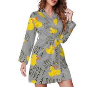 GQWJKSZ Don't Give Duck Accappatoio da donna al ginocchio, lungo, spa, camicia da notte, collo a scialle, abiti leggeri