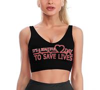 GQWJKSZ È Una Giornata per Salvare Vite umane Reggiseni Sportivi Stampati per Donne Top Corti Senza Maniche per Yoga