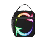 GQWJKSZ Frecce circolari con fuoco in colori spettrali Scatola per il pranzo isolata, Borsa per il pranzo Borsa per il pranzo riutilizzabile Bento Tote Bag