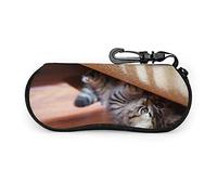 GQWJKSZ Gatto portatile che si nasconde sotto il letto Occhiali da sole con chiusura a fibbia Borsa morbida Custodia per occhiali con cerniera in tessuto ultraleggero