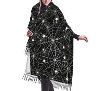 GQWJKSZ Halloween Spider Web Black Night Morbida coperta Sciarpa Scialle lungo e caldo Avvolge Sciarpe con frange in cashmere per le donne