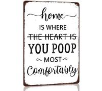 GQWJKSZ Home is Where You Poop Most Comodmente Targa in metallo in metallo Divertente poster retrò Art Toilette Bagno di casa Decorazione da parete per fattoria Poster 8x12 pollici