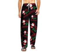 GQWJKSZ I miei primi pantaloni da iama con stampa di Babbo Natale, morbidi pantaloni da salotto, indumenti da notte per uomo e donna