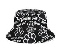 GQWJKSZ Life is Better with Dogs Cappello da Pescatore da Spiaggia per Adulti Stampa da Viaggio con Berretto da Pescatore da Pesca