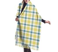 GQWJKSZ McGrath Tartan Blu e Giallo Plaid Irlandese da Donna Lungo e Ampio Clan Arbuthnott Antico Tartan Cashmere Scialle Avvolgente Sciarpa Calda Invernale 77x27 pollici