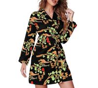 GQWJKSZ Mia zia mi ama Accappatoio da donna Abito lungo da spa al ginocchio Camicia da notte Collo a scialle Vestaglie leggere