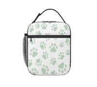 GQWJKSZ Modello con impronte di zampe, scatola per il pranzo isolata verde e bianca, borsa per il pranzo borsa per il pranzo riutilizzabile Bento Tote Bag