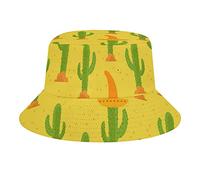 GQWJKSZ Motivo a Cactus con Cappello Messicano Cappello da Pescatore da Spiaggia per Adulti per Adulti Pesca Cappello da Pescatore Cappelli da Sole con Stampa da Viaggio Ripiegabile