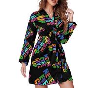 GQWJKSZ Never Never Give Up Accappatoio da donna al ginocchio, lungo, spa, camicia da notte, collo a scialle, vestaglie leggere