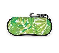 GQWJKSZ Occhiali da sole con foglie tropicali verdi portatili con chiusura a fibbia Borsa morbida Custodia per occhiali con cerniera in tessuto ultraleggero