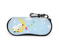 GQWJKSZ Occhiali da sole portatili Moon Sleeping Sheep con chiusura a fibbia Borsa morbida Custodia per occhiali con cerniera in tessuto ultraleggero