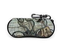 GQWJKSZ Occhiali da sole portatili Ocean Octopus l Boat Flag con chiusura a fibbia Borsa morbida Custodia per occhiali con cerniera in tessuto ultraleggero