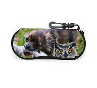 GQWJKSZ Occhiali da sole portatili per cuccioli di chihuahua marrone nero con chiusura a fibbia Borsa morbida Custodia per occhiali con cerniera in tessuto ultraleggero