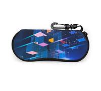 GQWJKSZ Occhiali da sole portatili Space Geometry con chiusura a fibbia Borsa morbida Custodia per occhiali con cerniera in tessuto ultraleggero