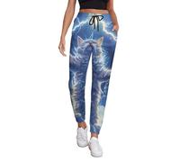 GQWJKSZ Pantaloni da Jogging da Donna Crazy Space Cat Thundering, Comodi, Leggeri, da Yoga, Atletici, da Allenamento