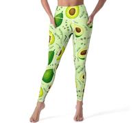 GQWJKSZ Pantaloni da Yoga da Donna con Avocado e Frutta Fresca, a Vita Alta, Elasticizzati, con Stampa Atletica, Pantaloni Lunghi da Palestra