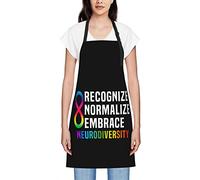 GQWJKSZ Riconosci Normalizza Abbraccia la neurodiversità Grembiuli per donna Uomo Grembiule con pettorina impermeabile Grembiuli da cuoco per cucina Cottura Cottura Barbecue Giardinaggio