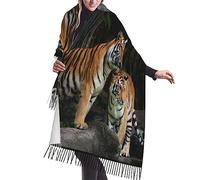 GQWJKSZ Ritratto di una tigre reale del Bengala Sciarpa lunga da donna Morbida e accogliente Sciarpa scialle avvolgente Sciarpa con frange in cashmere alla moda 27x77 pollici