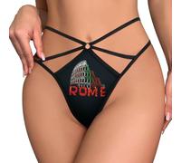 GQWJKSZ Roma Colosseo Italia Souvenir Sexy Perizoma da Donna Divertente T-Back Elasticizzato Stampato Mutandine Biancheria Intima