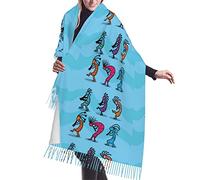GQWJKSZ Scialli Kokopelli dei nativi americani del sud-ovest Uomo Donna Sciarpe morbide calde, Scialle di Pashmina Avvolge Scialle lungo caldo Avvolge Sciarpe con frange per l'inverno 78x29 pollici