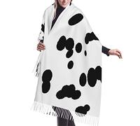 GQWJKSZ Sciarpa con stampa animalier maculata in bianco e nero Sciarpa morbida dalmata bianca nera Scialle lungo e caldo Avvolge Sciarpe con frange in cashmere per le donne