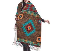 GQWJKSZ Sciarpa morbida coperta azteca geometrica etnica colorata dei nativi americani geometrici del sud-ovest Sciarpa lunga e calda avvolge Sciarpe con frange di cashmere per le donne