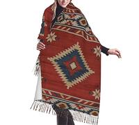 GQWJKSZ Sciarpa morbida coperta azteca geometrica etnica colorata dei nativi americani geometrici del sud-ovest Sciarpa lunga e calda avvolge Sciarpe con frange di cashmere per le donne