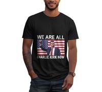 GQWJKSZ Siamo Tutti Charlie Kirk Ora T-Shirt Vintage - vestibilità Classica, Girocollo, Nero per Adulti