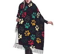GQWJKSZ Stampa della del cane arcobaleno Animale Zampe arcobaleno Sciarpa morbida coperta Scialle lungo e caldo Avvolge Sciarpe con frange in cashmere per le donne