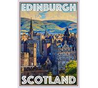 GQWJKSZ Targa in metallo vintage per le vacanze, turismo, Edimburgo, Scozia, decorazione da parete, poster, bar, ristorante, targa in metallo, 30,5 x 20,3 cm, multicolore