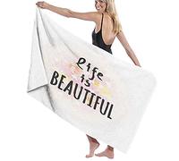 GQWJKSZ Telo da bagno grande coperta,carattere scritto a mano della vita è dicendo con petali floreali,telo da bagno telo mare per viaggi in hotel per famiglie sport di nuoto,52" x 32"