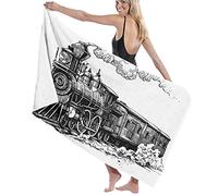GQWJKSZ Telo da Bagno Grande Coperta,Macchina a Vapore Vecchio Treno Rustico in Locomotiva di Campagna Vagoni di Legno Ferrovia con Fumo, Hotel per Famiglie Nuoto,5