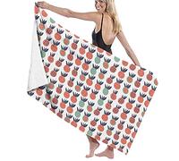 GQWJKSZ Telo da Bagno Grande Coperta Morbida,Pino con Linee a Triangoli e Quadrati a Scacchi Disegno di Frutta, Hotel per Famiglie Sport di Nuoto,52"x 32"
