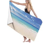 GQWJKSZ Telo da bagno grande coperta, oceano tropicale stile paradiso sabbioso e onde del mare Fuga in paradiso tema crema turchese bianco, telo da bagno telo mare per nuoto in famiglia, 52 "x 32"