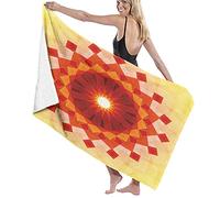 GQWJKSZ Telo da Bagno Grande Coperta,Raggi Vibranti Punti Quadrati E Triangoli Orientali A Forma di Fiore,Telo da Bagno Telo Mare per Hotel di Famiglia Viaggi Nuoto Sport,52"x 32"