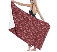 GQWJKSZ Telo da Bagno Grande Coperta, Romantico San Valentino Torre Eiffel Città dell'Amore Stile Doodle Forme di Cuore, Viaggi Nuoto Sport, 52" x 32"