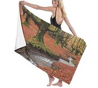GQWJKSZ Telo da Bagno Grande Coperta,Ruscello Che Scorre Colorato Foresta Autunnale Foglie Gorbea Parco le Spagna, Telo da Bagno Telo Mare per Hotel per Famiglie Viaggi Nuoto Sport,52" x 32"