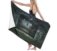 GQWJKSZ Telo da Bagno Grande Coperta,The Gate Of A Dark Old Haunted House Cimitero Dead Myst Fiction Art, Viaggi Nuoto Sport,52" x 32"
