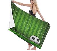 GQWJKSZ Telo da bagno grande e morbido, campo da calcio in erba verde con la strategia delle strisce a schema di palla, telo da bagno per hotel in famiglia, viaggi, sport di nuoto, 52" x 32"