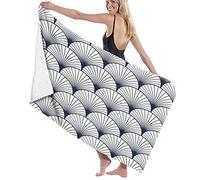 GQWJKSZ Telo da bagno grande in microfibra, conchiglie sovrapposte vintage in stile Art Déco, telo da bagno telo mare per viaggi in hotel per famiglie sport di nuoto, 52" x 32"