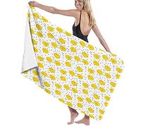 GQWJKSZ Telo da bagno grande in microfibra, stampa di grandi cerchi gialli e bianchi, telo da bagno telo mare per viaggi in hotel per famiglie sport di nuoto, 52 "x 32"