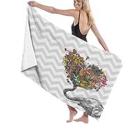 GQWJKSZ Telo da bagno grande in morbida microfibra, elefante che soffia fiori d'amore, telo da bagno telo mare per viaggi in hotel per famiglie sport di nuoto, 52 "x 32"