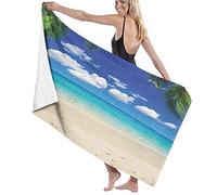 GQWJKSZ Telo da bagno grande in morbida microfibra, stampa scenica per vacanze sull'isola tropicale, telo da bagno per hotel in famiglia, viaggi, sport di nuoto, 52" x 32"