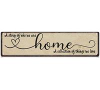 GQWJKSZ Una storia di chi siamo Home Slim Tin Sign Street Divertente cartello in metallo Decorazione da parete per camera da letto Fattoria Casa Bar Garage Man Cave Wall Art Regalo 4" x 16"