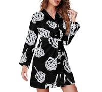 GQWJKSZ Vaffanculo da donna, accappatoio al ginocchio, lungo, spa, camicia da notte, collo a scialle, abiti leggeri