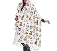 GQWJKSZ Varie Meditazioni di Gatti Scialli Uomo Donna Sciarpe Morbide Calde, Scialle di Pashmina Avvolge Scialle Lungo Caldo Avvolge Sciarpe con Frange per L'inverno 78x29 Pollici