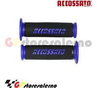 GR006B COPPIA MANOPOLE ACCOSSATO RACING FORATE NERO BLU CROSS