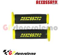GR006G COPPIA MANOPOLE ACCOSSATO RACING FORATE NERO GIALLE HYOSUNG