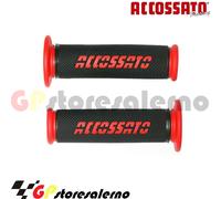 GR006R COPPIA MANOPOLE ACCOSSATO RACING FORATE NERO ROSSE CROSS