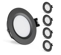 Gr4tec 3W Faretti da Incasso 12V Dimmerabili Alu 3000K IP44, Nero 4 Pezzi | Faretti LED Soffitto 12V Bianco Caldo 240LM, Ultrasottile 12mm, Foro 58-62mm, per Camper Caravan Barca Cucina